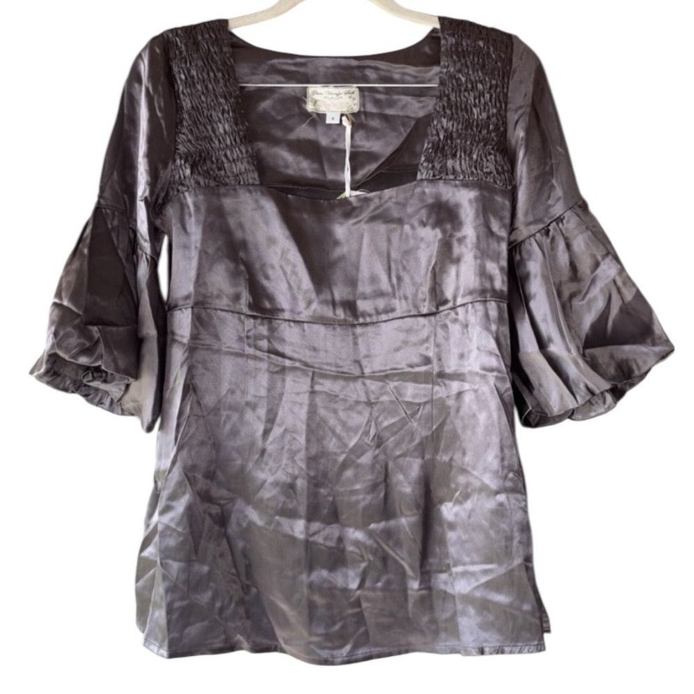 New Glam vintage soul, silk elbow length sleeve blouse size medium NWT
